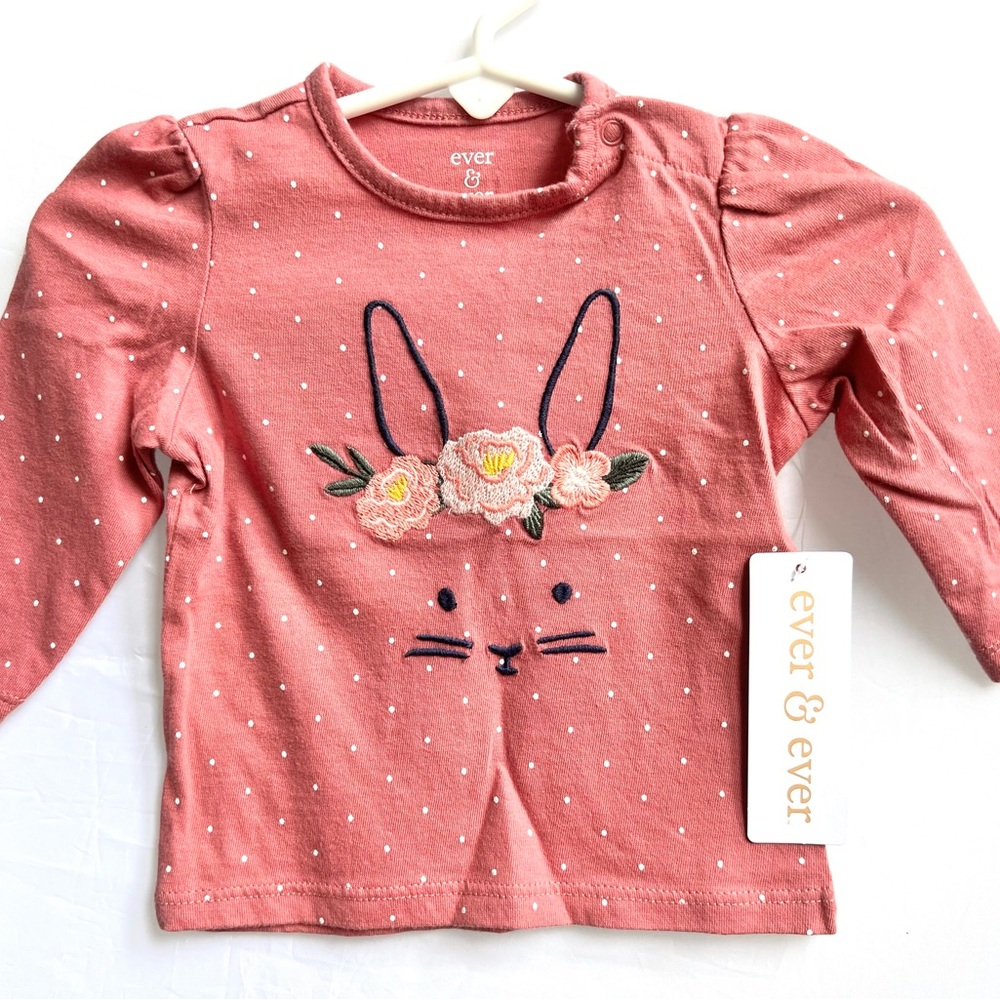 Pink Bunny Long Sleeve Kids Tee